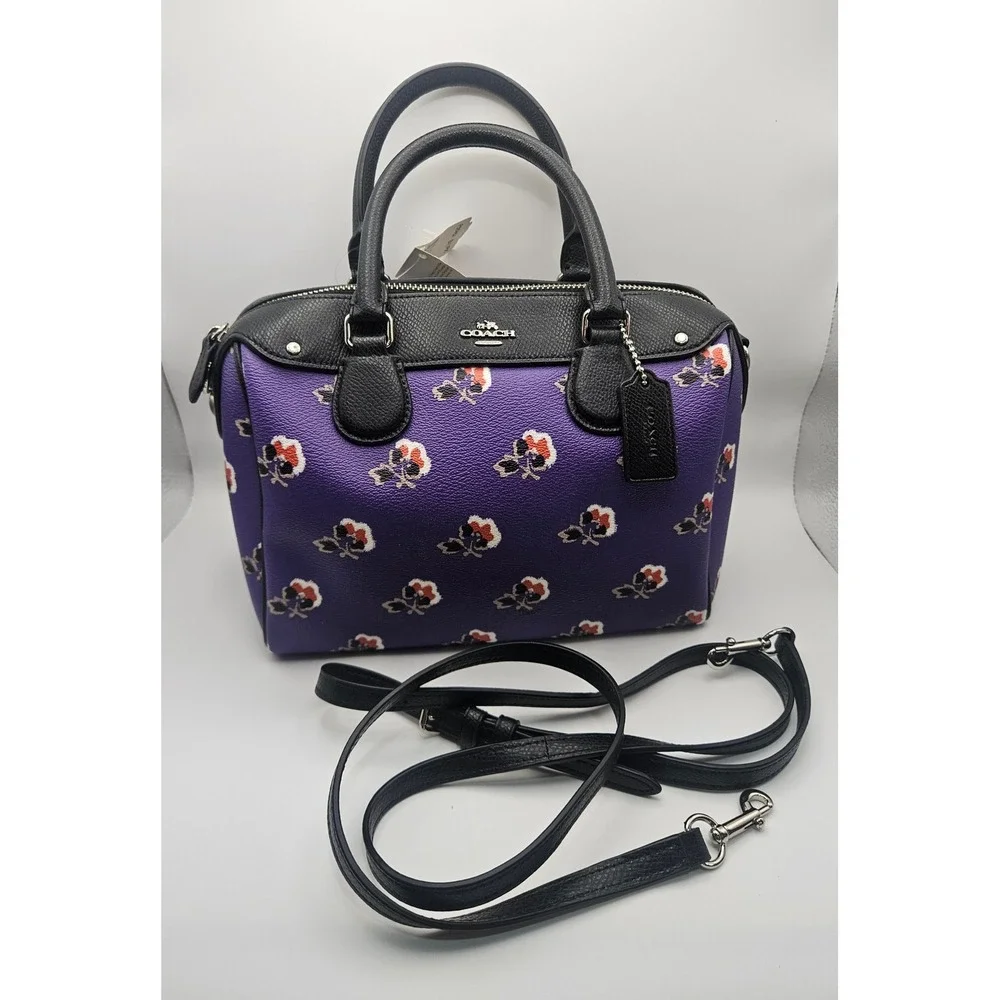 NWT Coach Mini Bennett Satchel Bramble Rose Print with Removable Strap One Flaw!